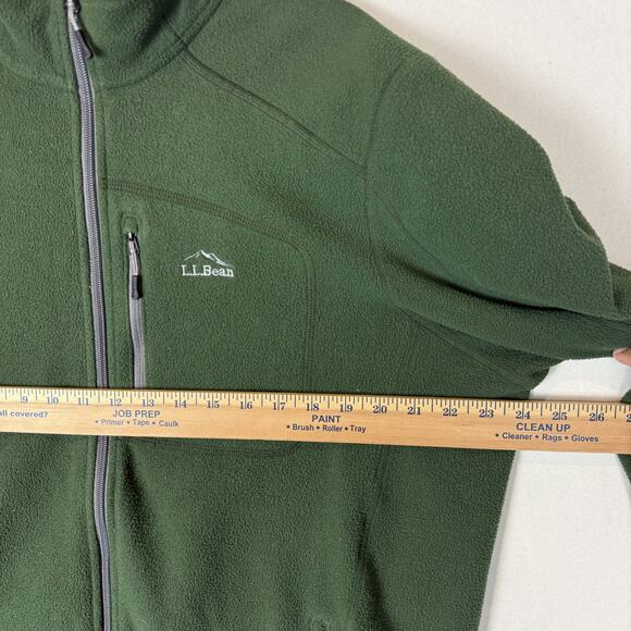 L.L.Bean Sweatshirt Mens Large Green Slightly Fitted Fleece Full Zip Mock Neck - Picture 7 of 10